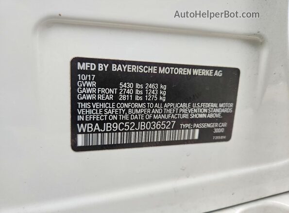 WBAJB9C52JB036527 2018 BMW M5 White Вид підкапотного простору