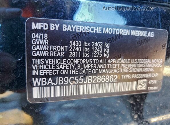 WBAJB9C55JB286862 2018 BMW M5 Black ძრავის განყოფილების ხედი