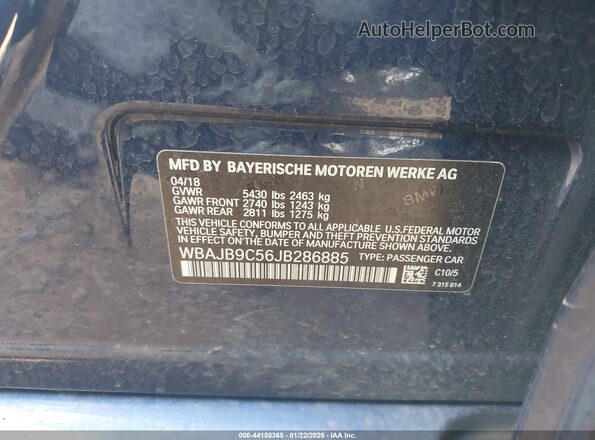 WBAJB9C56JB286885 2018 BMW 5 SERIES Navy Вид подкапотного пространства