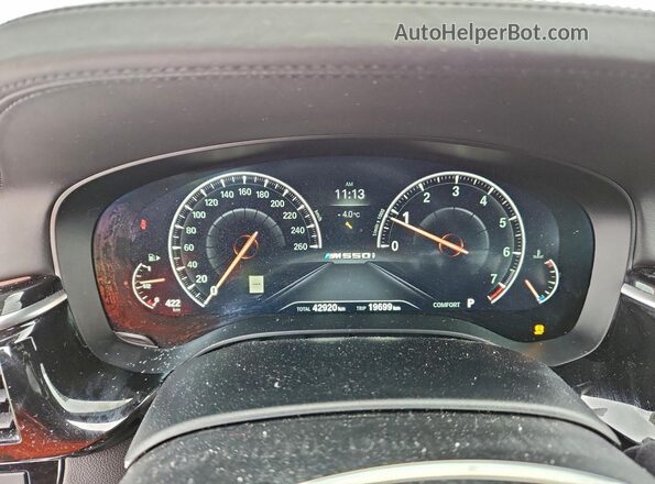 WBAJB9C56KB288461 2019 BMW M5 White Instrument cluster view