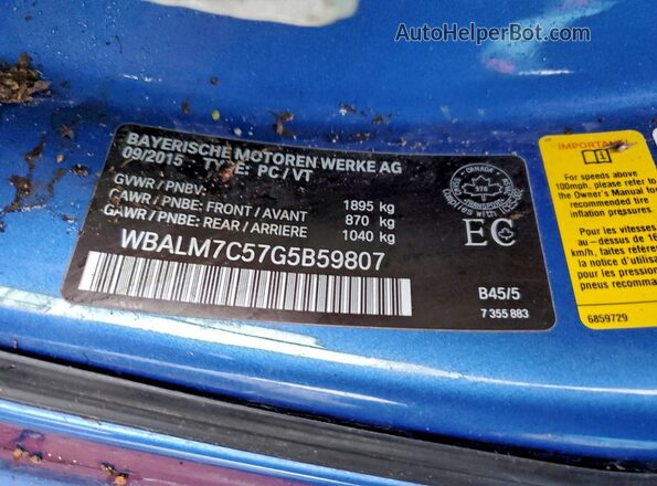 WBALM7C57G5B59807 2016 BMW Z4 Orange Widok naklejki z numerem VIN