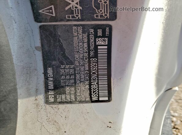 WBS33BA03NCK92918 2022 BMW M4 Белый Вид подкапотного пространства
