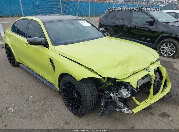 WBS53AY03NFM89739 2022 BMW M3 Желтый Передняя правая четверть