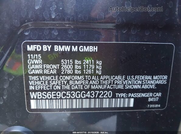 WBS6E9C53GG437220 2016 BMW M6 Черный Вид подкапотного пространства