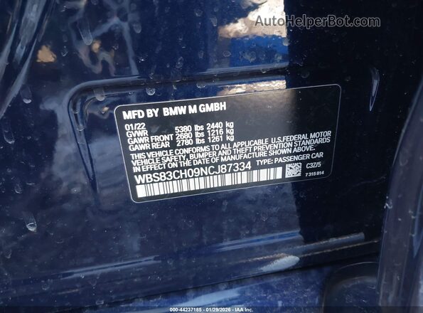 WBS83CH09NCJ87334 2022 BMW M5 Синий Вид подкапотного пространства