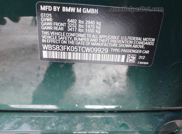 WBS83FK05TCW09929 2026 BMW M5 Green Widok komory silnika