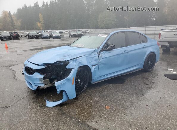 WBS8M9C59J5L71495 2018 BMW M3 Синий Передняя левая четверть