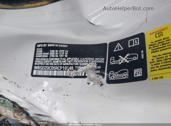 WBSDZ0C05RCP18148 2024 BMW M8 Белый Вид подкапотного пространства