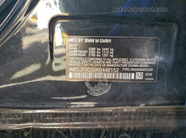 WBSJF0C50KB448152 2019 BMW M5 Black Widok komory silnika