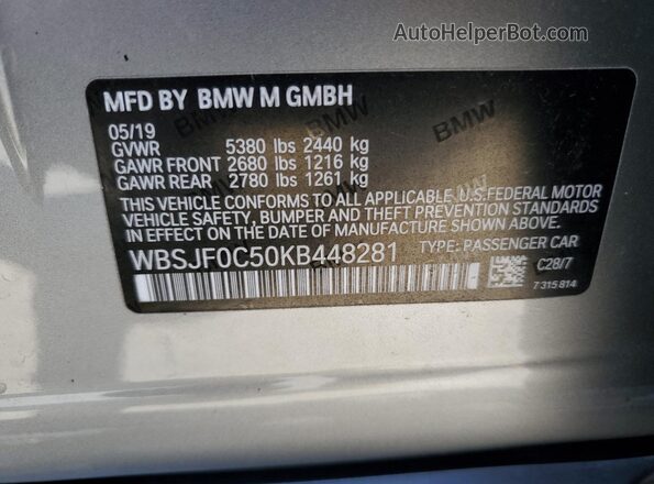 WBSJF0C50KB448281 2019 BMW M5 Черный Вид подкапотного пространства