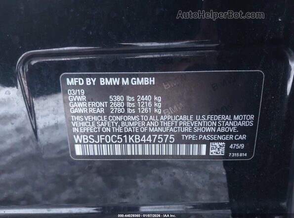 WBSJF0C51KB447575 2019 BMW M5 Черный Вид подкапотного пространства