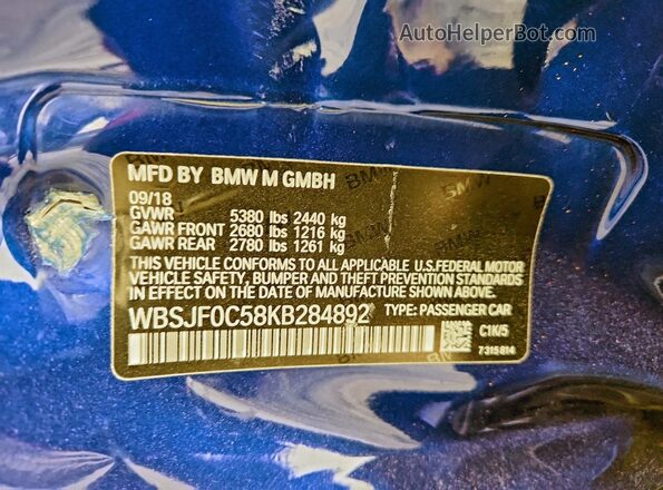 WBSJF0C58KB284892 2019 BMW M5 Blue Widok komory silnika