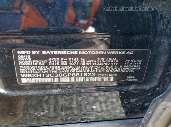 WBXHT3C30GP881823 2016 BMW X1 Black VIN sticker view