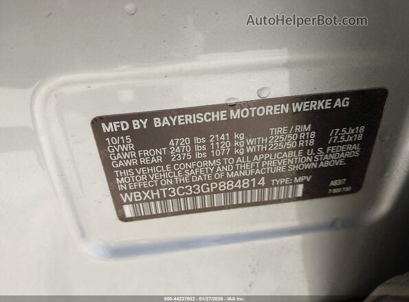 WBXHT3C33GP884814 2016 BMW X1 Silver Widok komory silnika