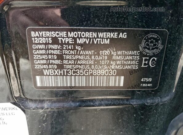 WBXHT3C35GP889030 2016 BMW X1 Black Widok naklejki z numerem VIN