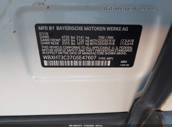WBXHT3C37G5E47607 2016 BMW X1 Белый Вид подкапотного пространства