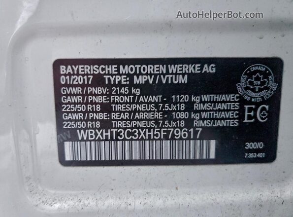 WBXHT3C3XH5F79617 2017 BMW X1 Белый Вид подкапотного пространства