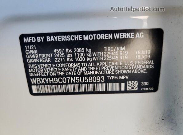 WBXYH9C07N5U58093 2022 BMW X2 Белый Вид подкапотного пространства