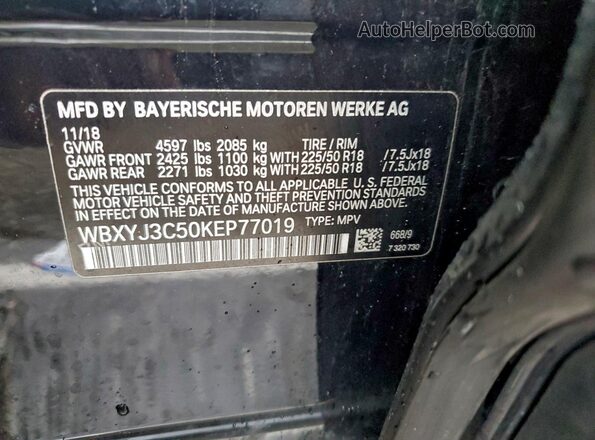 WBXYJ3C50KEP77019 2019 BMW X2 Black Widok naklejki z numerem VIN