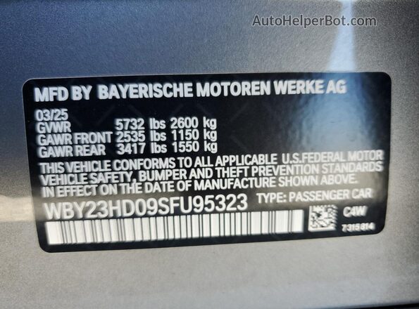 WBY23HD09SFU95323 2025 BMW I4 Серый Вид наклейки с VIN-кодом
