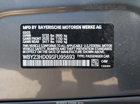 WBY23HD09SFU95693 2025 BMW I4 Серебряный Вид подкапотного пространства