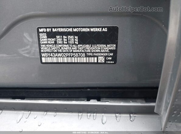WBY43AW02PFP58708 2023 BMW I4 Gray Engine compartment view