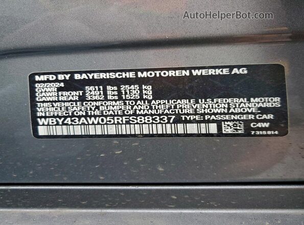 WBY43AW05RFS88337 2024 BMW I4 Gray Vista del compartimento del motor