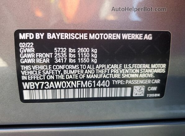 WBY73AW0XNFM61440 2022 BMW I4 Gray Widok komory silnika