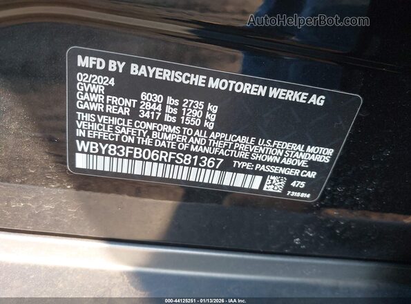 WBY83FB06RFS81367 2024 BMW I4 Black Widok komory silnika