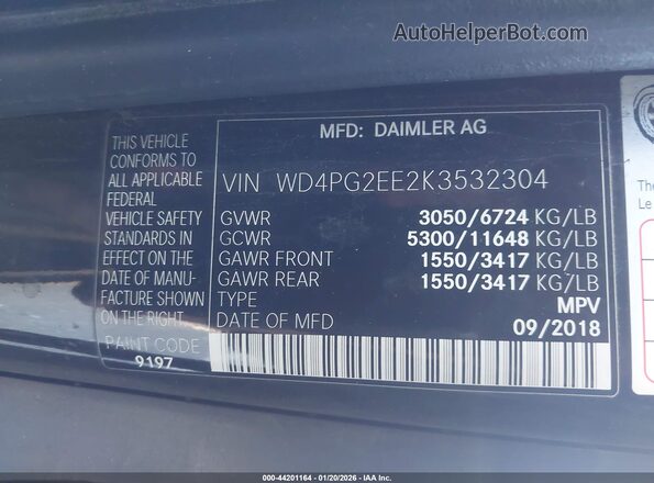 WD4PG2EE2K3532304 2019 MERCEDES-BENZ METRIS Черный Вид подкапотного пространства