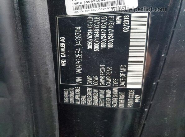 WD4PG2EE4J3428704 2018 MERCEDES-BENZ METRIS Black VIN sticker view