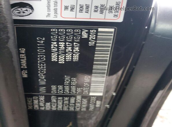 WD4PG2EE7G3101142 2016 MERCEDES-BENZ METRIS Black Vista de la etiqueta del VIN