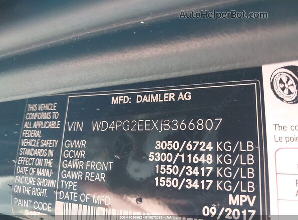 WD4PG2EEXJ3366807 2018 MERCEDES-BENZ METRIS Черный Вид подкапотного пространства