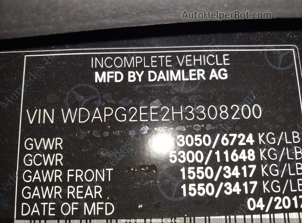 WDAPG2EE2H3308200 2017 MERCEDES-BENZ METRIS Black Շարժիչի բաժամունքի տեսք