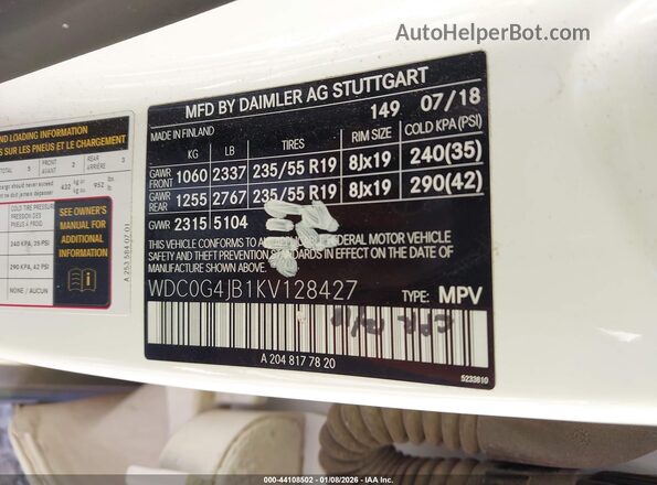 WDC0G4JB1KV128427 2019 MERCEDES-BENZ GLC 300 Белый Вид подкапотного пространства