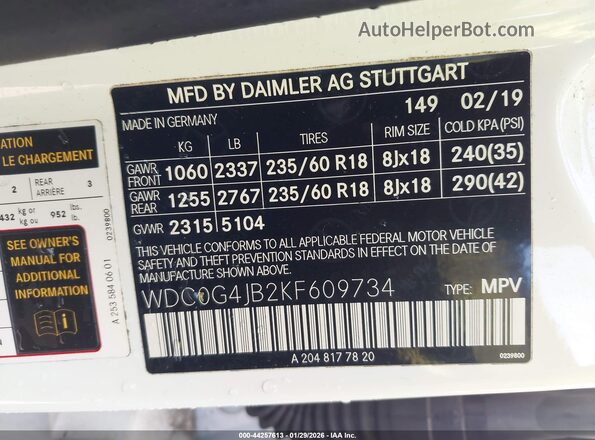 WDC0G4JB2KF609734 2019 MERCEDES-BENZ GLC 300 Белый Вид подкапотного пространства