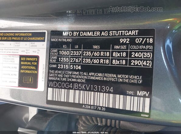 WDC0G4JB5KV131394 2019 MERCEDES-BENZ GLC 300 Серый Вид подкапотного пространства