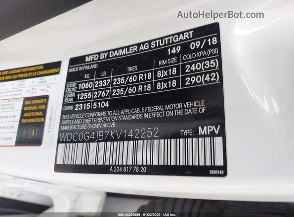 WDC0G4JB7KV142252 2019 MERCEDES-BENZ GLC 300 Белый Вид подкапотного пространства