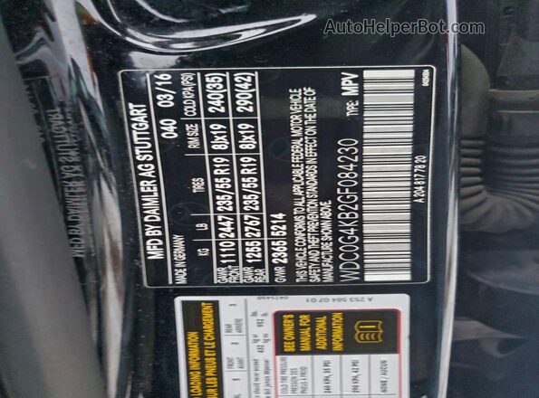WDC0G4KB2GF084230 2016 MERCEDES-BENZ GLC-CLASS Черный Вид наклейки с VIN-кодом