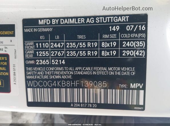 WDC0G4KB8HF139085 2017 MERCEDES-BENZ GLC 300 White Widok komory silnika