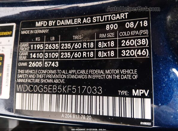 WDC0G5EB5KF517033 2019 MERCEDES-BENZ GLC 350E Blue Շարժիչի բաժամունքի տեսք