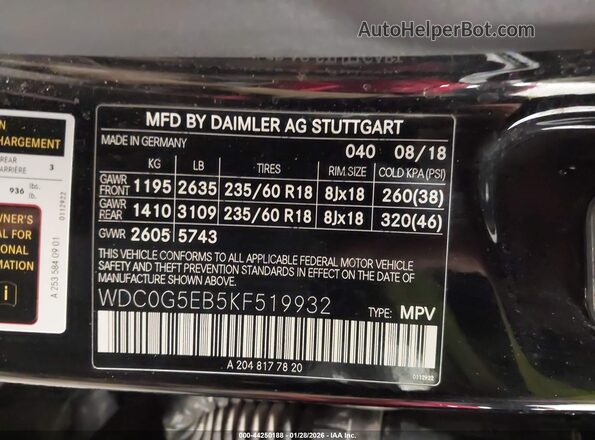 WDC0G5EB5KF519932 2019 MERCEDES-BENZ GLC 350E Black Շարժիչի բաժամունքի տեսք