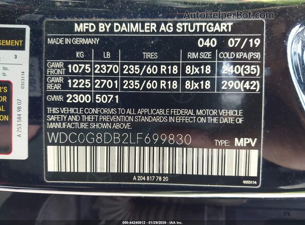 WDC0G8DB2LF699830 2020 MERCEDES-BENZ GLC 300 Black Engine compartment view