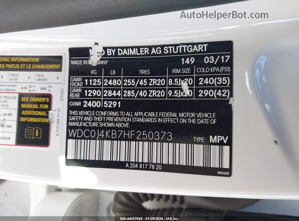 WDC0J4KB7HF250373 2017 MERCEDES-BENZ GLC 300 COUPE Белый Вид подкапотного пространства