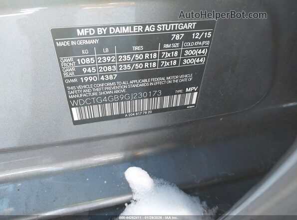 WDCTG4GB9GJ230173 2016 MERCEDES-BENZ GLA 250 Серый Вид подкапотного пространства