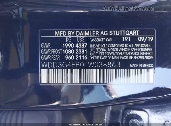 WDD3G4EB0LW038863 2020 MERCEDES-BENZ A 220 Black Вид підкапотного простору