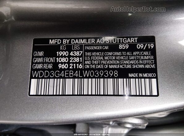 WDD3G4EB4LW039398 2020 MERCEDES-BENZ A 220 Серебряный Вид подкапотного пространства