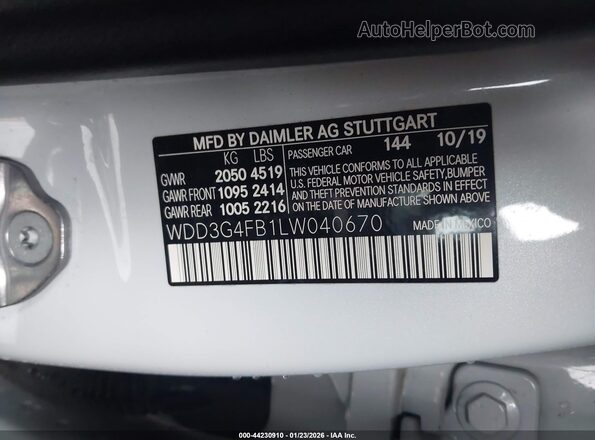WDD3G4FB1LW040670 2020 MERCEDES-BENZ A 220 Белый Вид подкапотного пространства