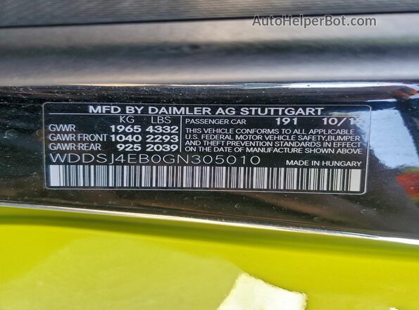WDDSJ4EB0GN305010 2016 MERCEDES-BENZ CLA-CLASS Green Widok komory silnika