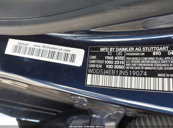 WDDSJ4EB1JN519074 2018 MERCEDES-BENZ CLA 250 Navy Вид подкапотного пространства